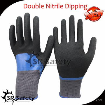 SRSAFETY 13G knitted double coated glove made in china,full coated wroking gloves with china suppliers